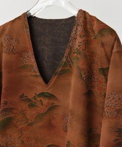 Luxury Heavyweight Xiangyun Silk V-Neck Reversible Long Sleeve Shirt - Retro National Style Chinese Long Top