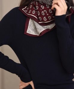 Luxury Silk Cashmere Paisley Square Scarf - Elegant Printed Shawl for Winter 2025 Fashion