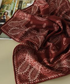 Luxury Silk Cashmere Paisley Square Scarf - Elegant Printed Shawl for Winter 2025 Fashion