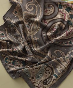 Luxury Silk Cashmere Paisley Square Scarf - Elegant Printed Shawl for Winter 2025 Fashion