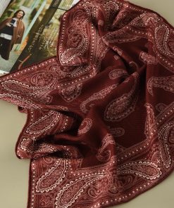 Luxury Silk Cashmere Paisley Square Scarf - Elegant Printed Shawl for Winter 2025 Fashion