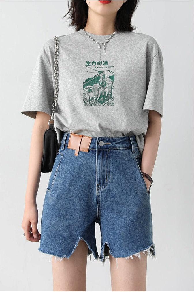 Mall Outfit Inspo, Bra Aesthetic Outfits - Distressed Jean Shorts