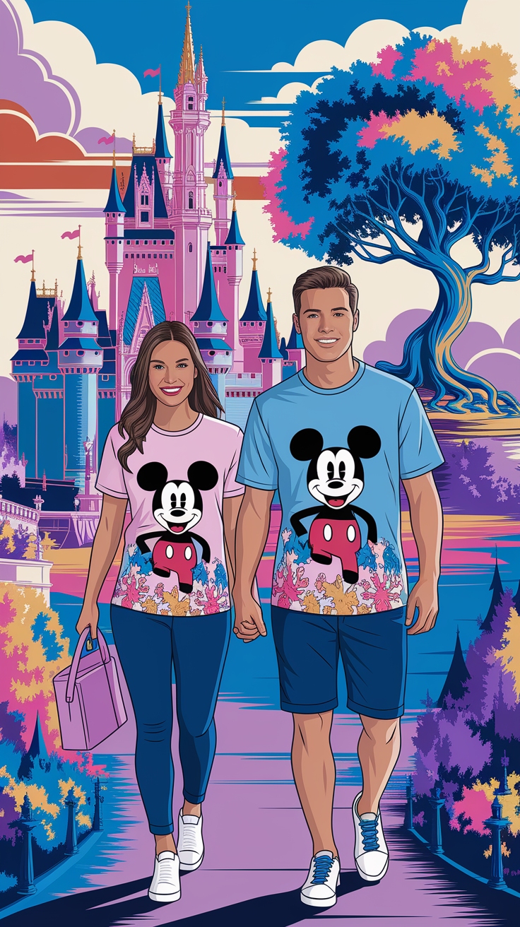 Fun Matching Disney Shirts for Couples Adventures outfit idea
