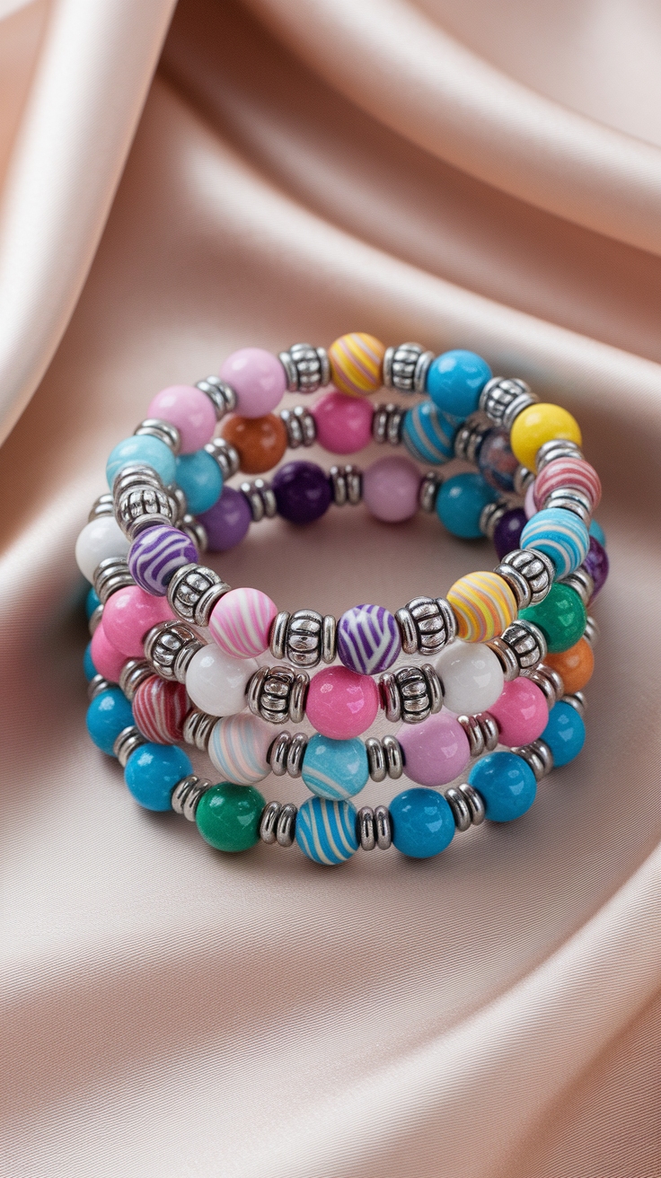 Colorful Matching Pony Bead Bracelets for Kids outfit idea