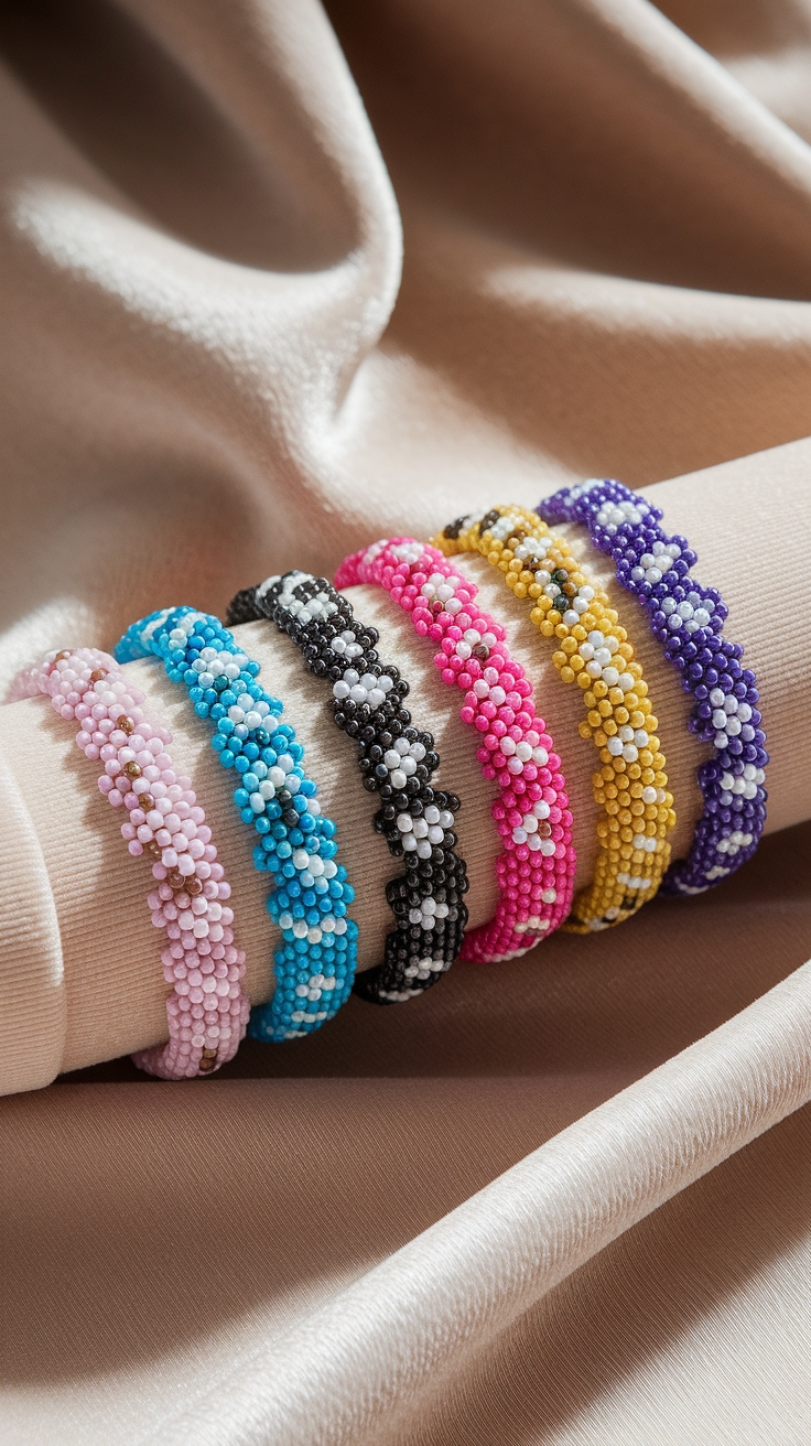 Matching Seed Bead Bracelets: Colorful and Trendy outfit idea