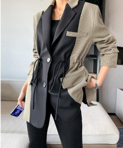 Matilda Djerf Chunky Sweater, New Style Outfits - Dark Academia Double Color Blazer