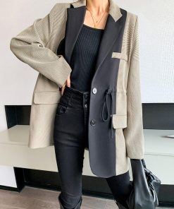 Matilda Djerf Chunky Sweater, New Style Outfits - Dark Academia Double Color Blazer