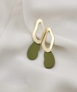 Matte Color-Blocking Spliced Stud Earrings for Girls - Korean Style Fashion Accessories for a Fresh Look and Unique Personality