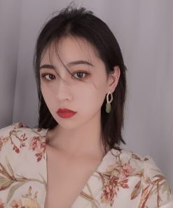 Matte Color-Blocking Spliced Stud Earrings for Girls - Korean Style Fashion Accessories for a Fresh Look and Unique Personality