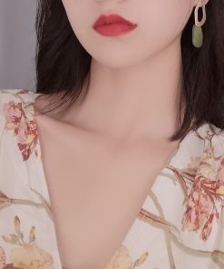 Matte Color-Blocking Spliced Stud Earrings for Girls - Korean Style Fashion Accessories for a Fresh Look and Unique Personality