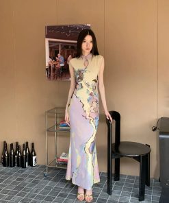 Maxi Skirt Outfits, Tenue Chic Femme - Vintage Floral Cut Out Maxi Dress