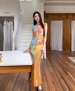 Maxi Skirt Outfits, Tenue Chic Femme - Vintage Floral Cut Out Maxi Dress