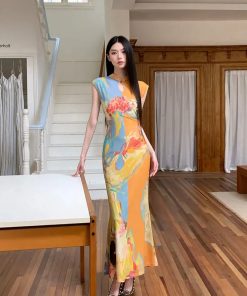 Maxi Skirt Outfits, Tenue Chic Femme - Vintage Floral Cut Out Maxi Dress