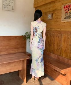 Maxi Skirt Outfits, Tenue Chic Femme - Vintage Floral Cut Out Maxi Dress