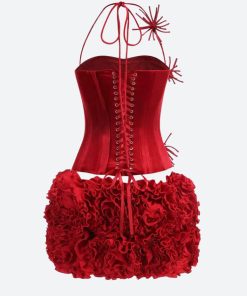 Maxi Skirt Whimsigoth, Korea January Outfit - Corset Top & Ruffled Mini Skirt Two Piece Set