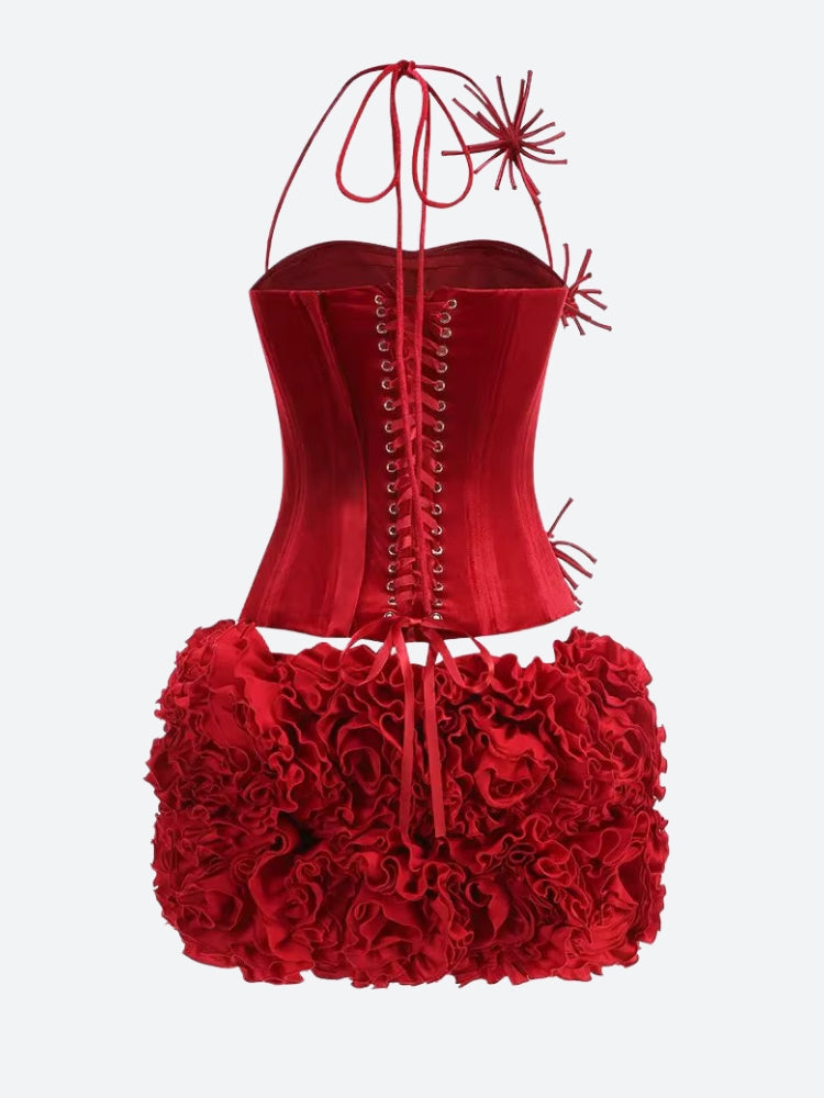 Maxi Skirt Whimsigoth, Korea January Outfit - Corset Top & Ruffled Mini Skirt Two Piece Set Maxi Skirt Whimsigoth, Korea January Outfit - Corset Top & Ruffled Mini Skirt Two Piece Set