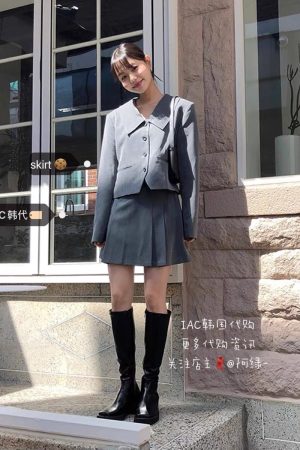 Medium Gray Pleated Skirt - Korean Style, Chic 90s Inspired Fashion, Versatile and Stylish for Any Occasion