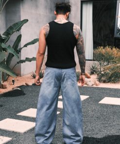 Men's 3D Pitted Micro-Elastic Knitted Ribbed Pure Cotton Sleeveless Tank Top - Trendy Casual Wear for Summer