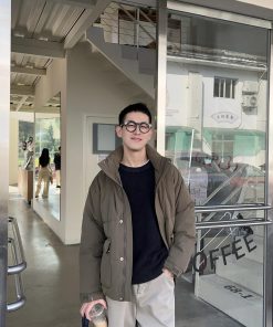 Men's 90s Inspired White Duck Down Jacket - Winter Outdoor Work Coat, Warm and Thick