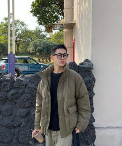 Men's 90s Inspired White Duck Down Jacket - Winter Outdoor Work Coat, Warm and Thick