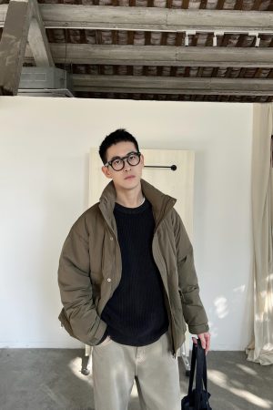 Men's 90s Inspired White Duck Down Jacket - Winter Outdoor Work Coat, Warm and Thick