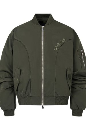 Men's American Clean Fit MA1 Jacket with Double Zipper - Stylish Flight Jacket for Modern Casual Wear