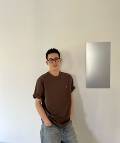 Men's American Retro Solid Color Short Sleeve T-Shirt with Heart Embroidery - Versatile Summer Trendy Half Sleeve Top