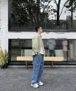 Men's American Street Style Denim Pants, Trendy Casual Loose Straight-Leg Workwear Trousers for a 90s Y2K Look