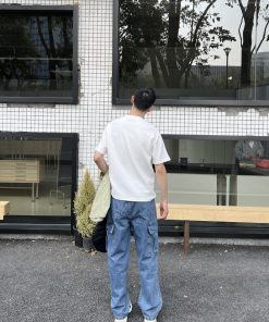 Men's American Street Style Denim Pants, Trendy Casual Loose Straight-Leg Workwear Trousers for a 90s Y2K Look