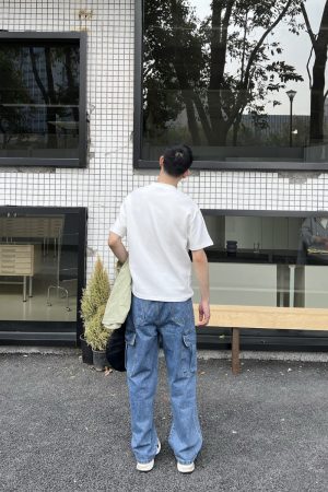 Men's American Street Style Denim Pants, Trendy Casual Loose Straight-Leg Workwear Trousers for a 90s Y2K Look