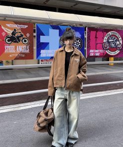 Men's American Vintage Lapel Windbreaker Jacket - Cool Spring Autumn Outerwear, Retro Style, Cleanfit Design