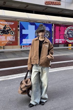 Men's American Vintage Lapel Windbreaker Jacket - Cool Spring Autumn Outerwear, Retro Style, Cleanfit Design