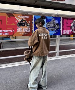 Men's American Vintage Lapel Windbreaker Jacket - Cool Spring Autumn Outerwear, Retro Style, Cleanfit Design