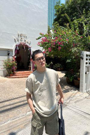 Men's Apricot Embroidered Letter Short Sleeve T-Shirt - Summer 90s Loose Versatile Casual Style