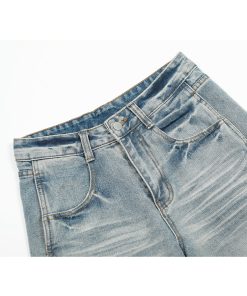 Men's Baggy Jeans - Vintage Distressed Wide-Leg Loose Casual Pants, American Whisker Style, Trendy 90s Fashion