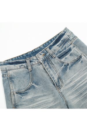Men's Baggy Jeans - Vintage Distressed Wide-Leg Loose Casual Pants, American Whisker Style, Trendy 90s Fashion