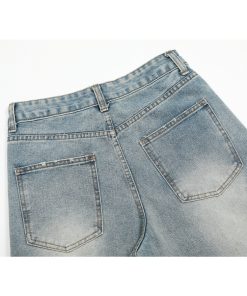 Men's Baggy Jeans - Vintage Distressed Wide-Leg Loose Casual Pants, American Whisker Style, Trendy 90s Fashion