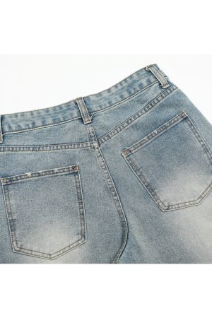 Men's Baggy Jeans - Vintage Distressed Wide-Leg Loose Casual Pants, American Whisker Style, Trendy 90s Fashion