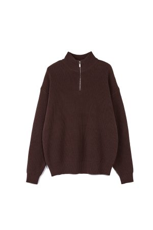Men's Black Half-Zip High Neck Sweatshirt - Roaring Beast Design, Warm Knitted Sweater for Autumn Winter, Trendy 90s Style