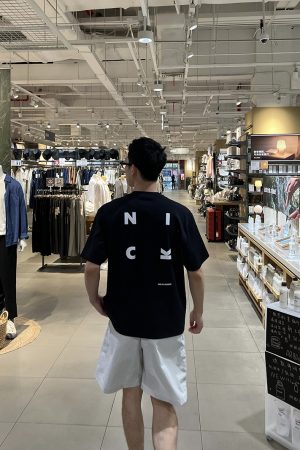 Men's Black Short Sleeve T-Shirt with Back Letter Print - Summer Casual Loose Fit, Versatile American Style