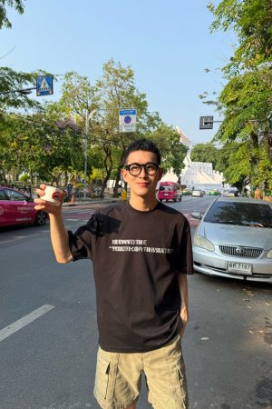 Men's Black Short Sleeve T-Shirt with Back Planet Print - Summer Casual American Street Style, Loose Fit