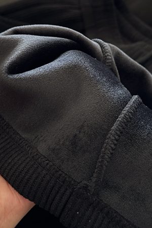 Men's Black Thick Fleece Casual Pants - Loose Fit Straight Leg Trendy Long Trousers for Autumn Winter Style