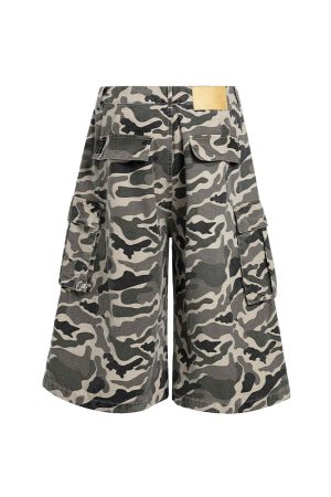 Men's Camouflage Cargo Shorts - Loose Fit Vintage Style Summer Three-Quarter Pants, Trendy American Casual 2025 Fashion