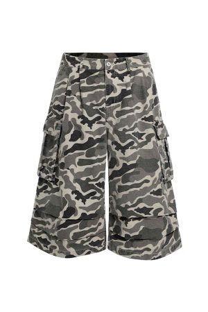 Men's Camouflage Cargo Shorts - Loose Fit Vintage Style Summer Three-Quarter Pants, Trendy American Casual 2025 Fashion