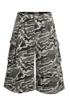Men's Camouflage Cargo Shorts - Loose Fit Vintage Style Summer Three-Quarter Pants, Trendy American Casual 2025 Fashion