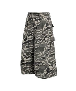 Men's Camouflage Cargo Shorts - Loose Fit Vintage Style Summer Three-Quarter Pants, Trendy American Casual 2025 Fashion