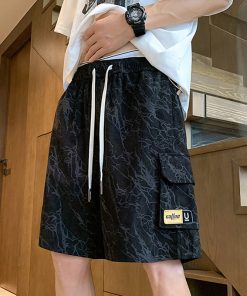 Men's Camouflage Summer Sports Shorts - American Style Quick-Dry Straight-Leg Pants for High School Students