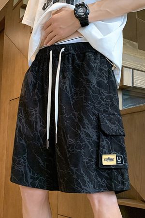 Men's Camouflage Summer Sports Shorts - American Style Quick-Dry Straight-Leg Pants for High School Students
