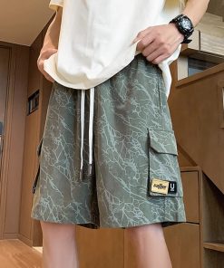 Men's Camouflage Summer Sports Shorts - American Style Quick-Dry Straight-Leg Pants for High School Students