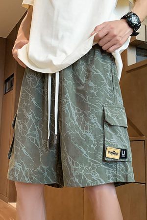 Men's Camouflage Summer Sports Shorts - American Style Quick-Dry Straight-Leg Pants for High School Students